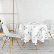 Açık Mermer Zeminli Dijital Baskılı Leke Tutmaz Yuvarlak Masa Örtüsü Bonvagon