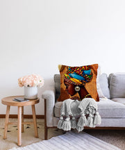 African Woman Çizimli Dijital Baskılı Modern Raşel Kadife Yastık Kırlent Kılıfı Bonvagon