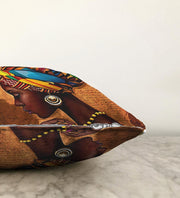 African Woman Çizimli Dijital Baskılı Modern Raşel Kadife Yastık Kırlent Kılıfı Bonvagon