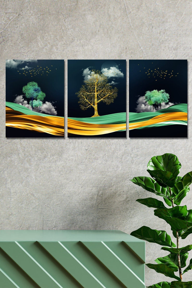 Ağaç Manzaralı Renkli Modern Tablo Bonvagon