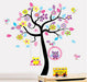 Ağaçta Sallanan Renkli Baykuş, Çiçekler ve Kuş Desenli Duvar Çıkartması Süsü (sticker) Bonvagon