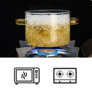 Ahşap Kapaklı Borosilikat Cam Tencere Seti Bonvagon