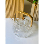 Ahşap Saplı Cam Çizgili Demlik Bonvagon