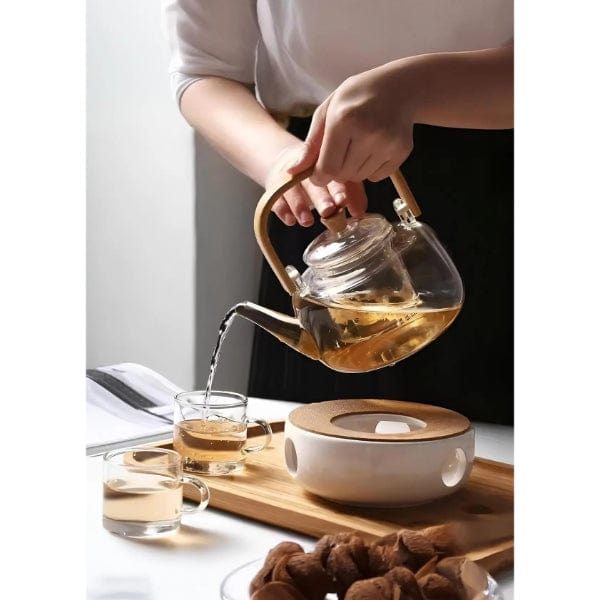 Ahşap Saplı Cam Filtreli Demlik Bonvagon