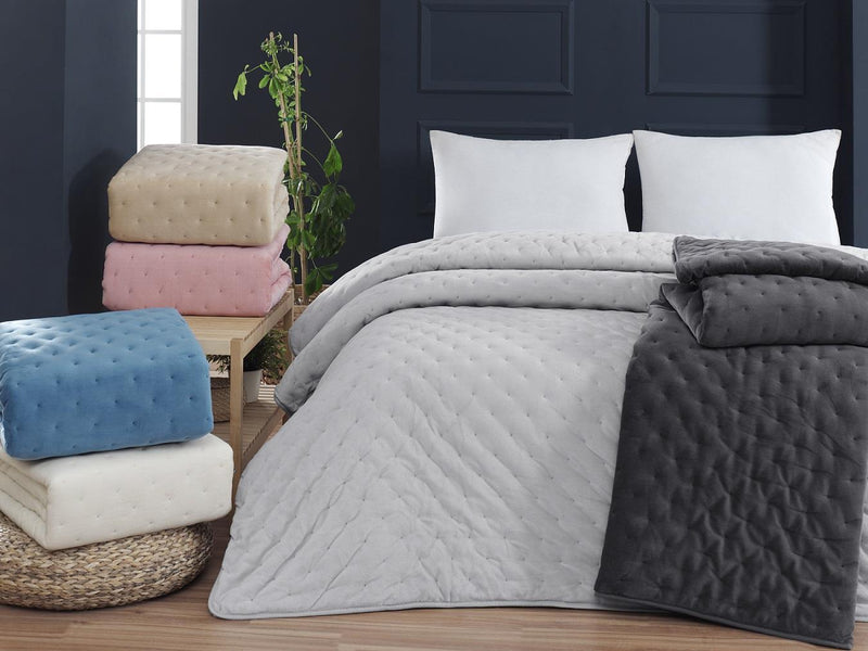 Aksu Microsoft Punto Yorgan Çift Kişilik 195x215 Açık Gri Bonvagon