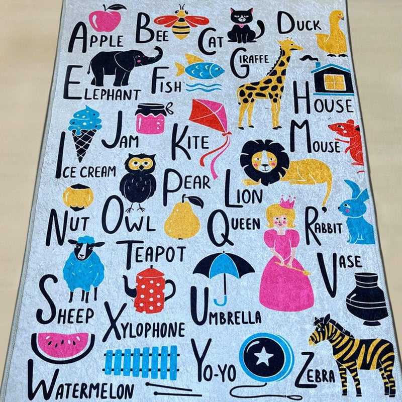 Alfabe Meredith Dijital Baskılı Dekoratif Çocuk Halısı, Kaymaz Taban, Yıkanabilir Bonvagon