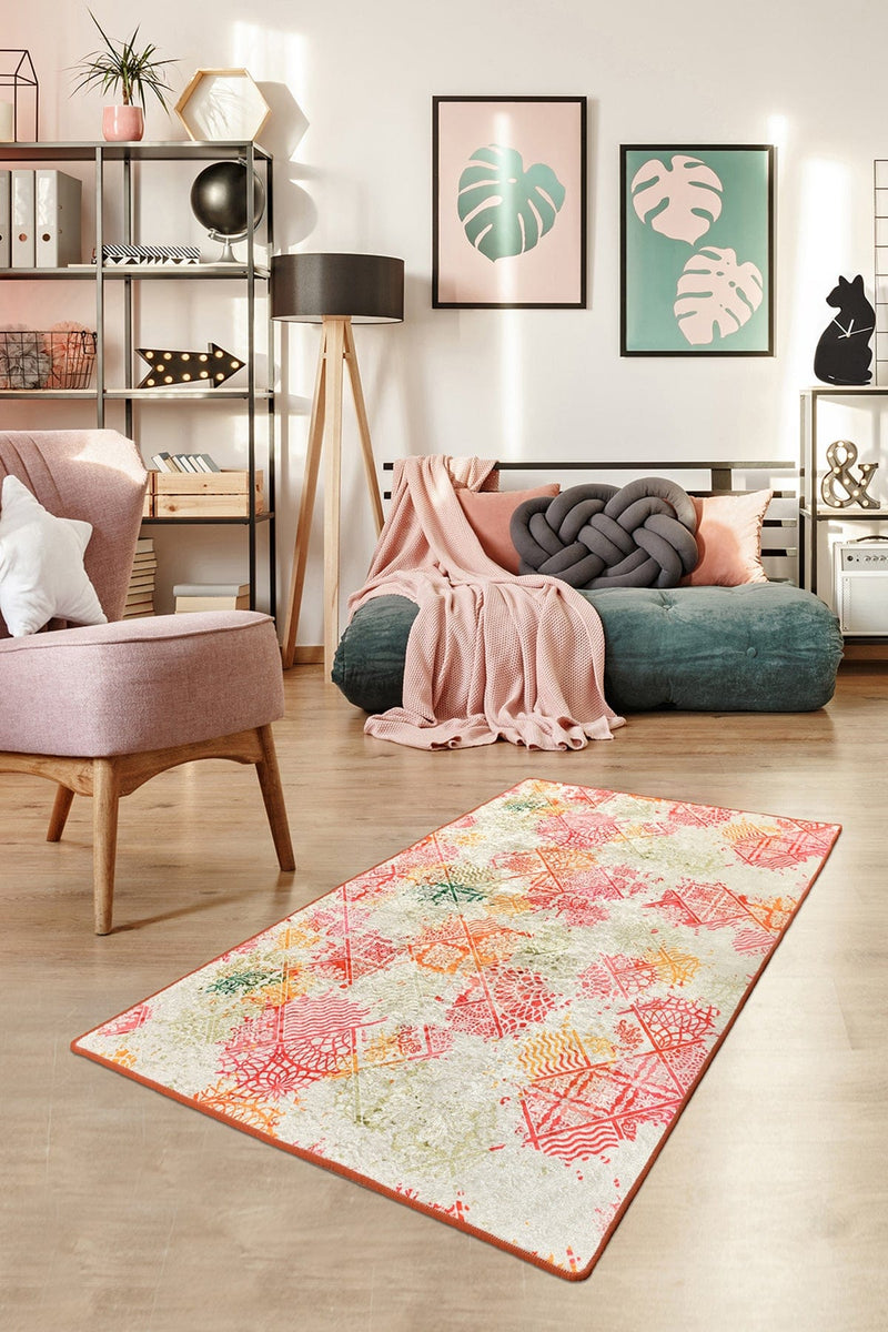 Alice Dijital Baskılı Halı, Kaymaz Taban, Yıkanabilir Bonvagon