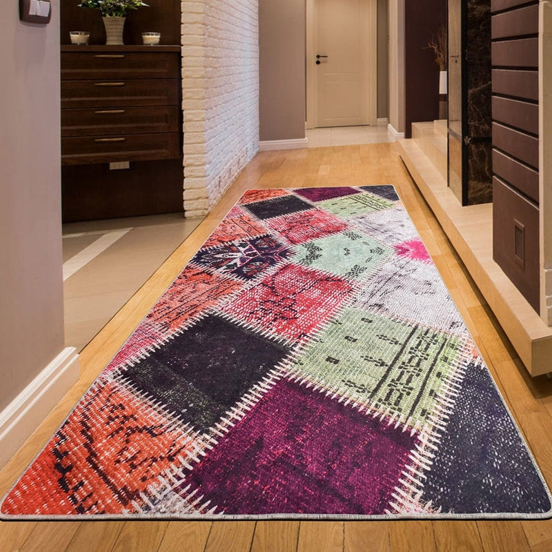 Ally Dijital Baskılı Yolluk Dekoratif Halı, Kaymaz Taban, Yıkanabilir Bonvagon