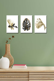 Altın Varaklı 3 Parça Ahşap Tablo Seti Bonvagon