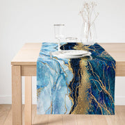 Altın Varaklı Mavi Zeminli Modern Özel Tasarım Süet Runner Bonvagon