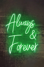 Always & Forever Aşk Temalı Yazılı Neon LED Işıklı Tablo Düğün Parti ve Kutlama Duvar Dekorasyon