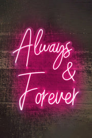 Always & Forever Aşk Temalı Yazılı Neon LED Işıklı Tablo Düğün Parti ve Kutlama Duvar Dekorasyon