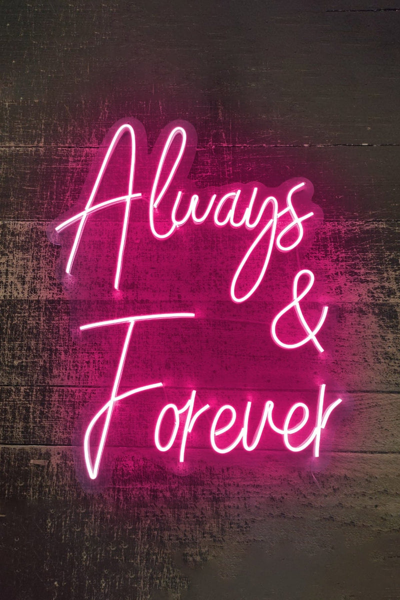 Always & Forever Aşk Temalı Yazılı Neon LED Işıklı Tablo Düğün Parti ve Kutlama Duvar Dekorasyon