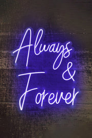 Always & Forever Aşk Temalı Yazılı Neon LED Işıklı Tablo Düğün Parti ve Kutlama Duvar Dekorasyon