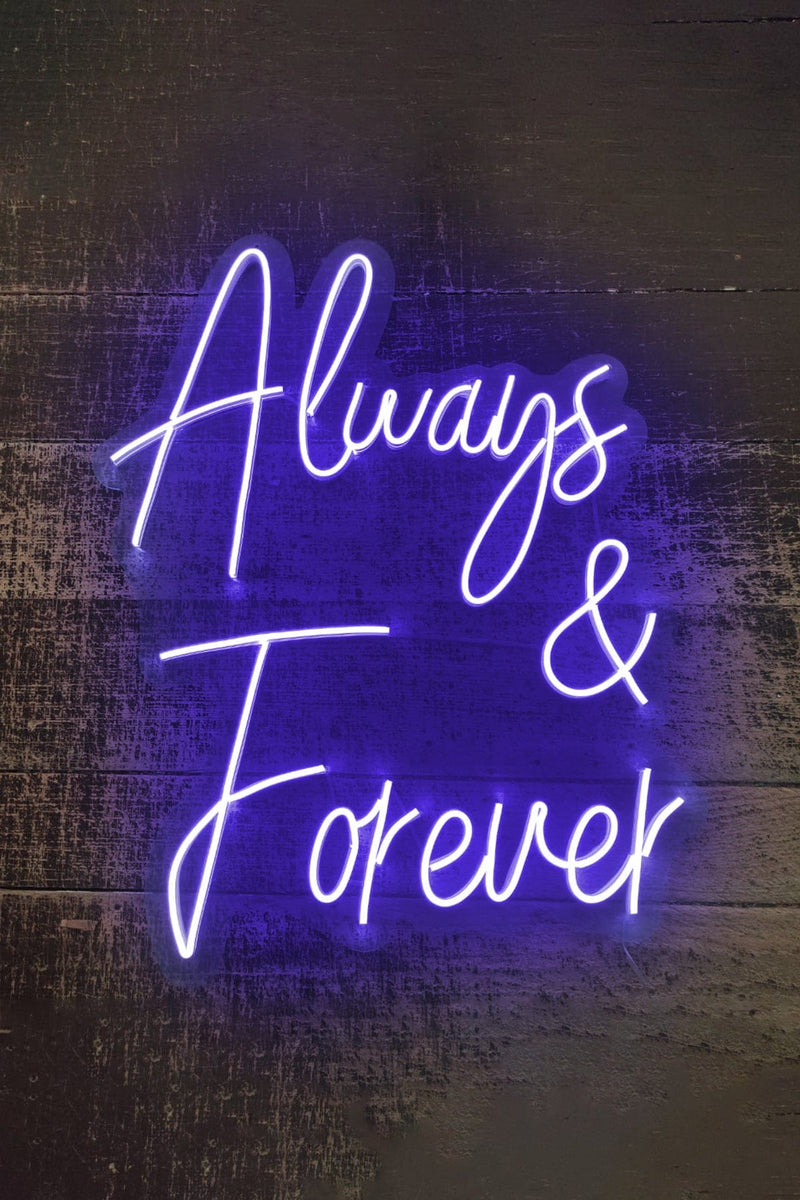 Always & Forever Aşk Temalı Yazılı Neon LED Işıklı Tablo Düğün Parti ve Kutlama Duvar Dekorasyon
