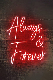 Always & Forever Aşk Temalı Yazılı Neon LED Işıklı Tablo Düğün Parti ve Kutlama Duvar Dekorasyon