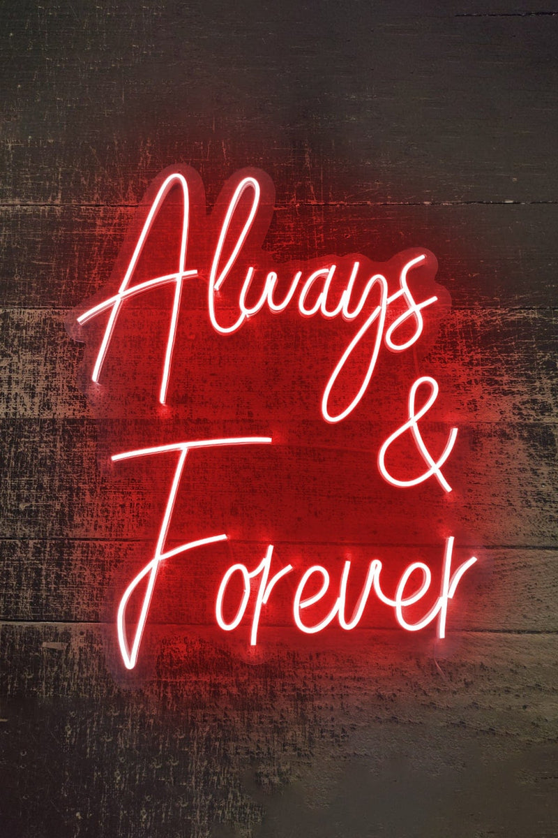 Always & Forever Aşk Temalı Yazılı Neon LED Işıklı Tablo Düğün Parti ve Kutlama Duvar Dekorasyon