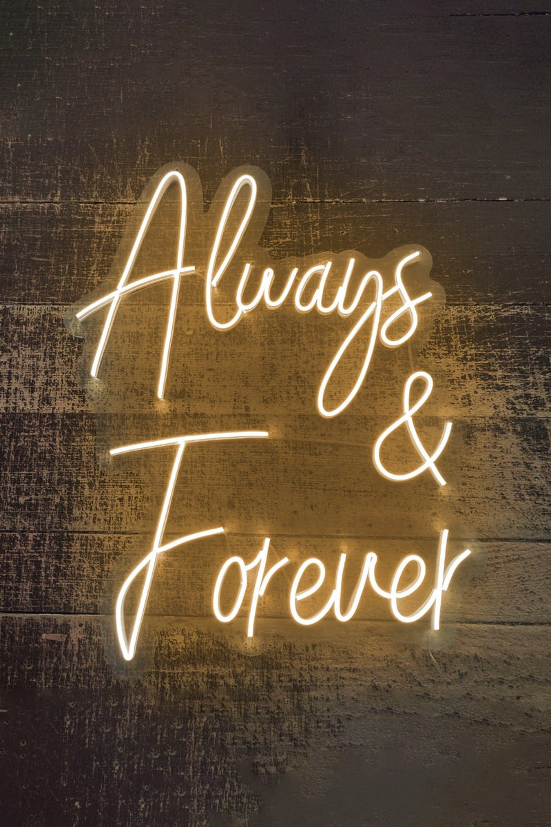 Always & Forever Aşk Temalı Yazılı Neon LED Işıklı Tablo Düğün Parti ve Kutlama Duvar Dekorasyon