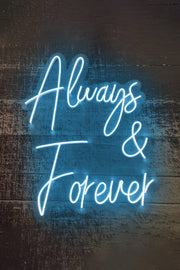 Always & Forever Aşk Temalı Yazılı Neon LED Işıklı Tablo Düğün Parti ve Kutlama Duvar Dekorasyon