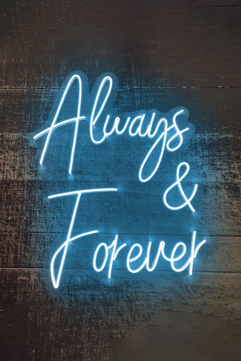 Always & Forever Aşk Temalı Yazılı Neon LED Işıklı Tablo Düğün Parti ve Kutlama Duvar Dekorasyon