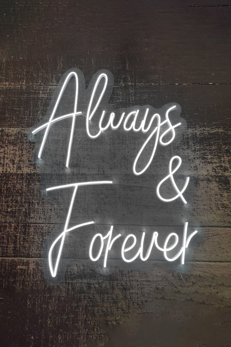 Always & Forever Aşk Temalı Yazılı Neon LED Işıklı Tablo Düğün Parti ve Kutlama Duvar Dekorasyon