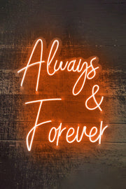 Always & Forever Aşk Temalı Yazılı Neon LED Işıklı Tablo Düğün Parti ve Kutlama Duvar Dekorasyon