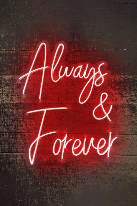 Always & Forever Yazılı Neon Led Işıklı Tablo Düğün Parti ve Kutlama Duvar Dekorasyon Bonvagon