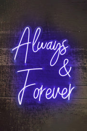 Always & Forever Yazılı Neon Led Işıklı Tablo Düğün Parti ve Kutlama Duvar Dekorasyon Bonvagon