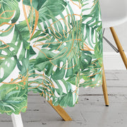 Amazon Yaprakları Dijital Baskılı Modern Leke Tutmaz Yuvarlak Masa Örtüsü Bonvagon