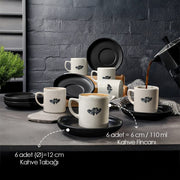 Amour Nordic Kahve Takımı 12 Parça 6 Kişilik Bonvagon