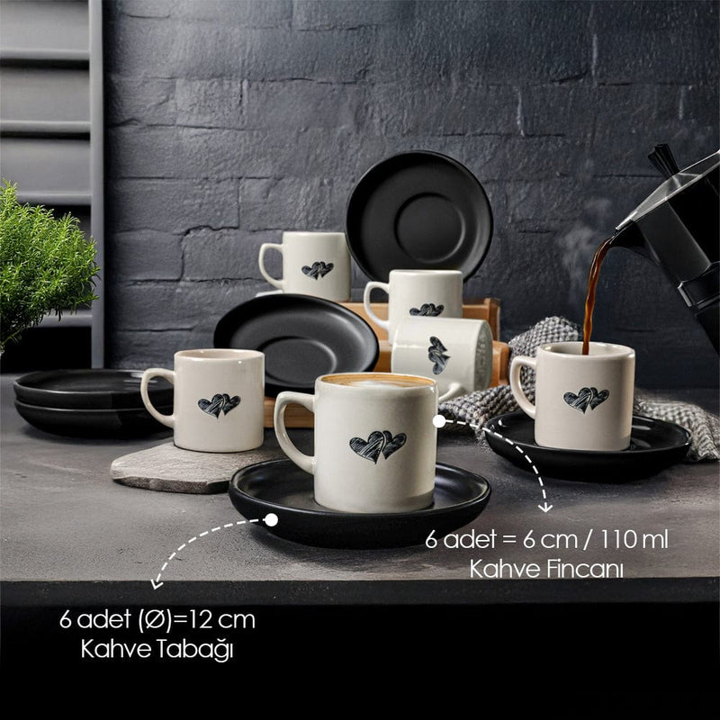 Amour Nordic Kahve Takımı 12 Parça 6 Kişilik Bonvagon