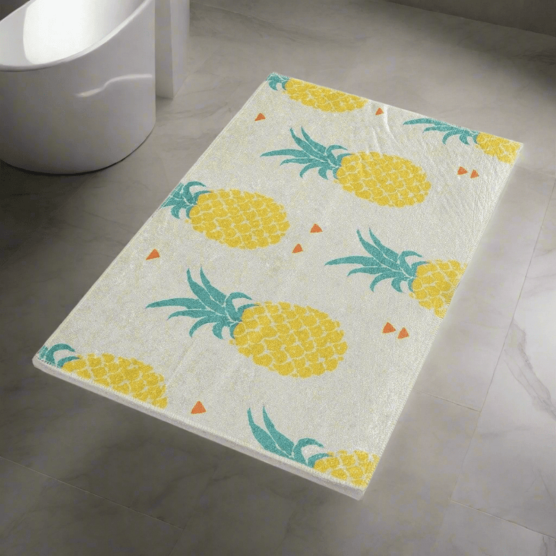 Ananas 40x60cm Dijital Baskılı Banyo Paspas ve Halısı, Kaymaz Taban, Yıkanabilir Bonvagon
