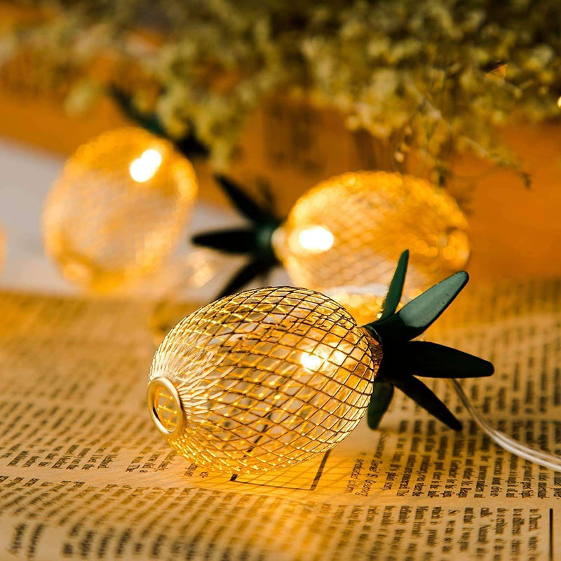 Ananas LED Aydınlatma Işık Gold Metal Pilli