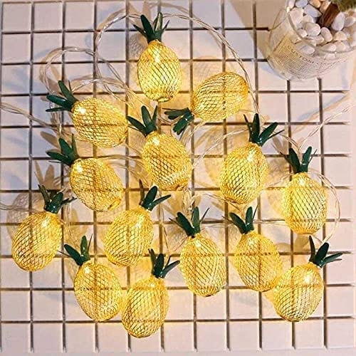 Ananas LED Aydınlatma Işık Gold Metal Pilli