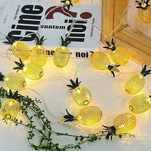 Ananas LED Aydınlatma Işık Gold Metal Pilli