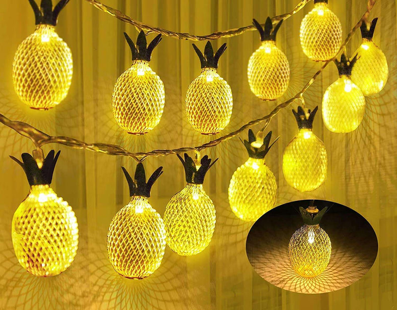 Ananas LED Aydınlatma Işık Gold Metal Pilli
