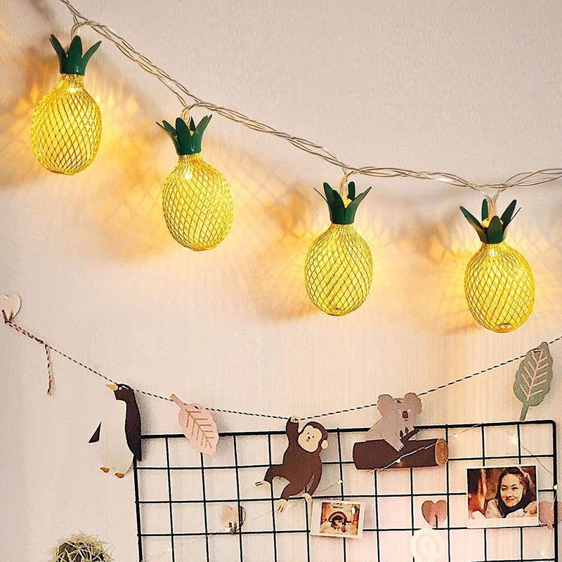 Ananas LED Aydınlatma Işık Gold Metal Pilli