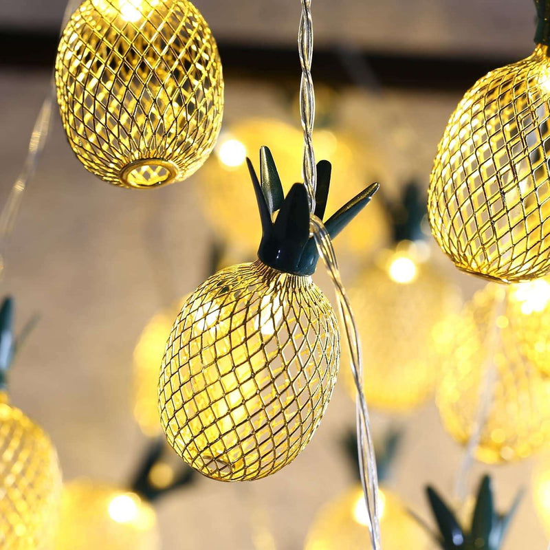 Ananas Led Işık Gold Metal Pilli Bonvagon