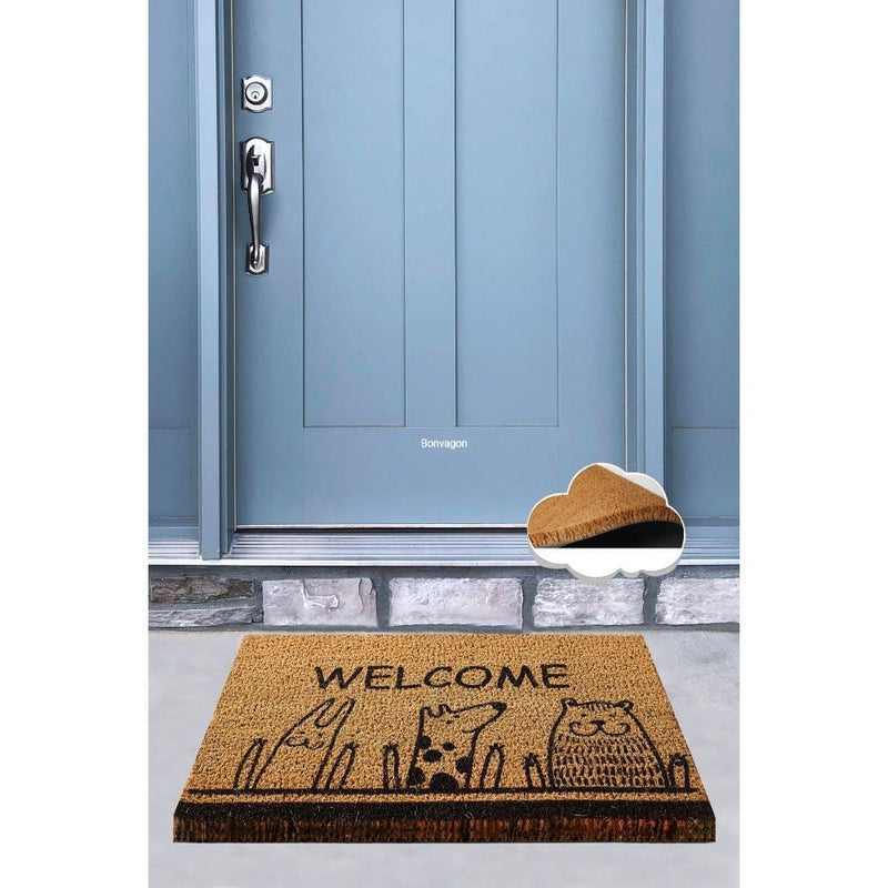 Animals Doğal Koko Hindistan Cevizi Kapı Önü Paspas 60x40cm Bonvagon