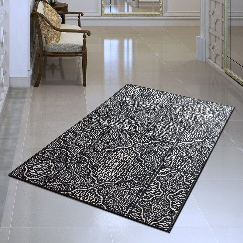 Anna Siyah Dijital Baskılı Halı, Kaymaz Taban, Yıkanabilir Bonvagon