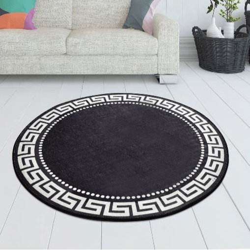 Antik Dijital Baskılı Yuvarlak Kaymaz Taban Halı, Kaymaz Taban, Yıkanabilir Bonvagon