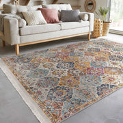 Antika Eskitme Motifli Uşak Desenli Avangarde Etnik Motifler Salon Oturma Odası Koridor Antre Dijital Baskılı Makinede Yıkanabilir Saçaklı Halı Bonvagon