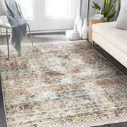 Antika Geleneksel Motifli Eskitme Desenli Eskitme Motifli Etnik Motifler Salon Oturma Odası Dış Mekan Outdoor Dijital Baskılı Makinede Yıkanabilir Saçaklı Halı Bonvagon