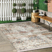 Antika Geleneksel Motifli Eskitme Desenli Eskitme Motifli Etnik Motifler Salon Oturma Odası Dış Mekan Outdoor Dijital Baskılı Makinede Yıkanabilir Saçaklı Halı Bonvagon