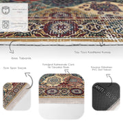 Antika Otantik Motifli Hereke Desenli Etnik Motifler Vintage Salon Oturma Odası Koridor Antre Dijital Baskılı Makinede Yıkanabilir Saçaklı Halı Bonvagon