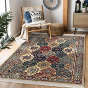 Antika Otantik Motifli Hereke Desenli Etnik Motifler Vintage Salon Oturma Odası Koridor Antre Dijital Baskılı Makinede Yıkanabilir Saçaklı Halı Bonvagon