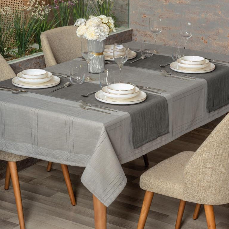 Antique Jasmine Gri Keten Masa örtüsü Bonvagon