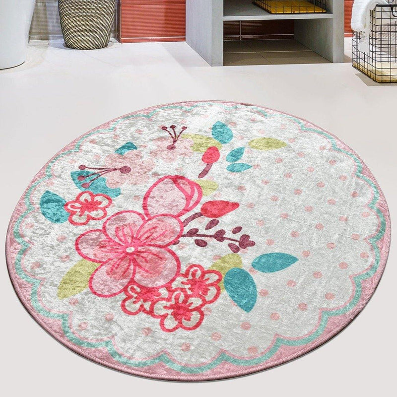 Armoni Yuvarlak Çap100cm Dijital Baskılı Banyo Halısı, Kaymaz Taban, Yıkanabilir Bonvagon