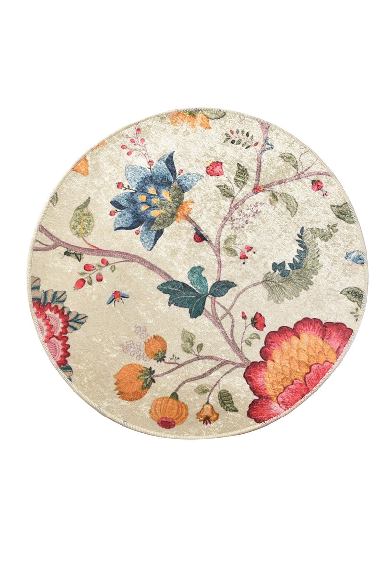 Arya Dijital Baskılı Yuvarlak Kaymaz Taban Yıkanabilir Banyo Halısı Bonvagon