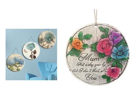 Asılabilir Balkon ve Bahçe Süsü Gelincikli, Anne Temalı Yuvarlak Model Bonvagon